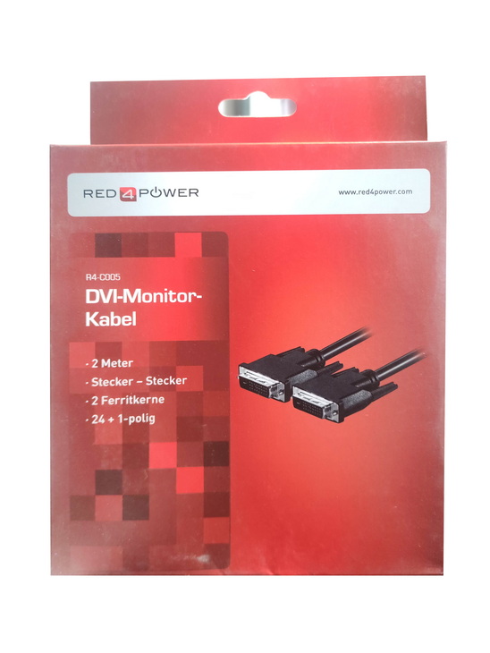 Red4Power Dvi Monitor 2M Cable Male to male in Retial Box