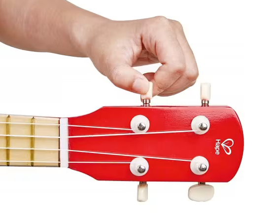 Hape Early Melodies Ukulele Red E0316 4 tune able string Guitar