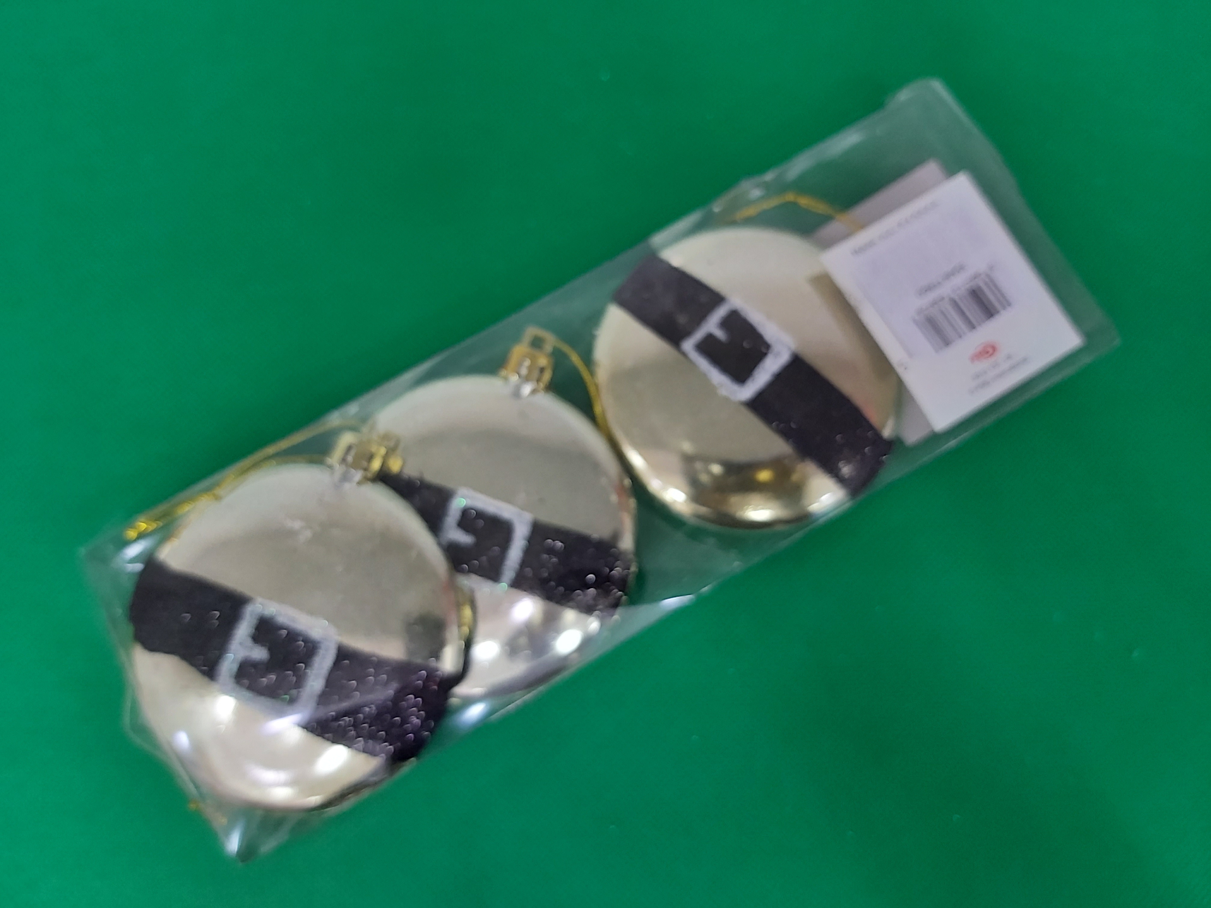 Snow White Set Of 3 Santa Belt Tree Trim Gold