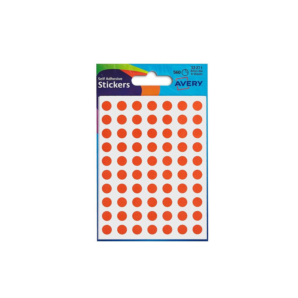 Avery Stickers 32 271Orange Small 8Mm 560 Dots