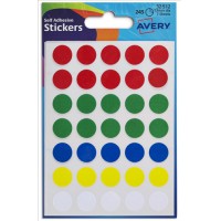 Avery Stickers 32 512 Round Assorted Colours 13Mm 245 Dots