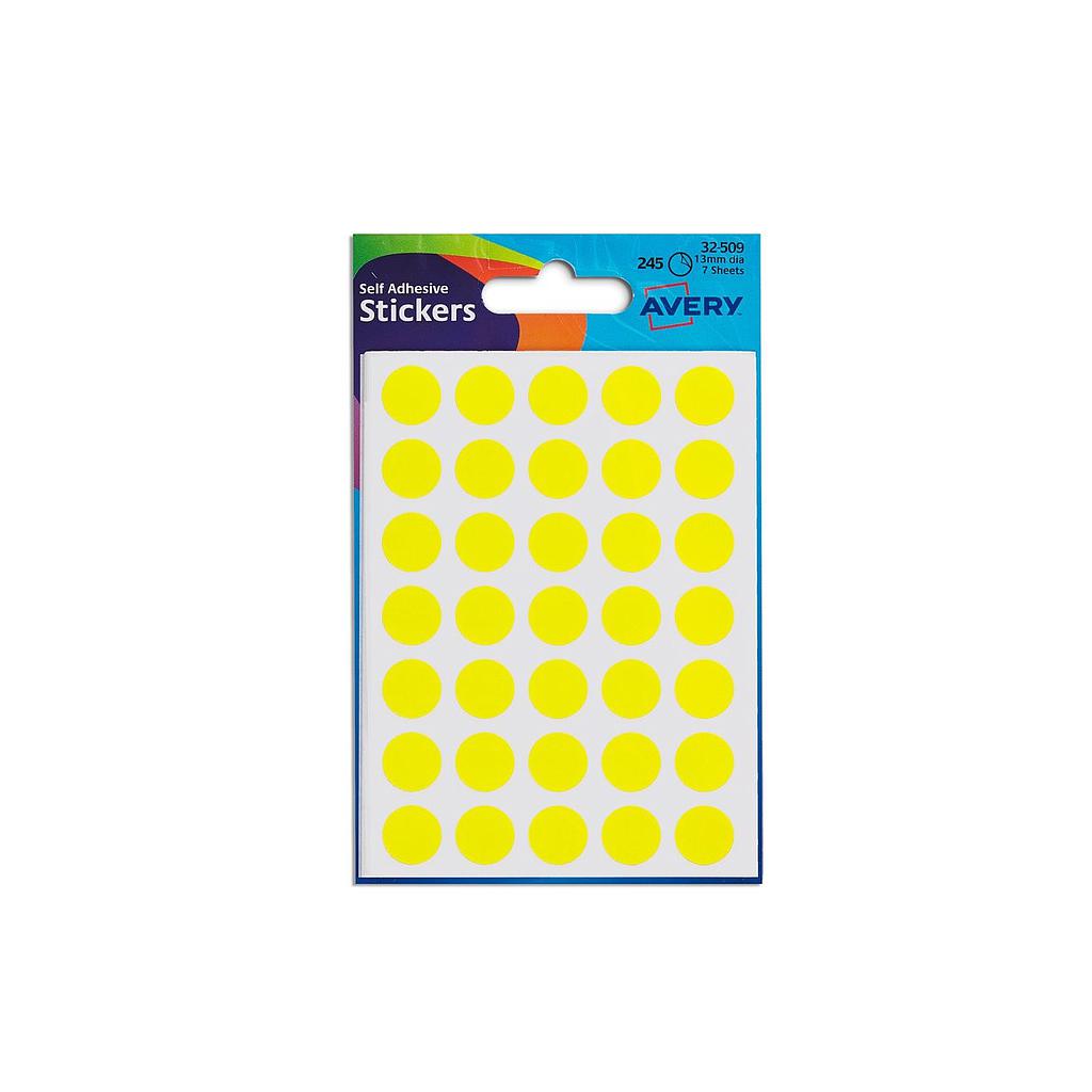 Avery Stickers Round Yellow 13Mm 245 Dots