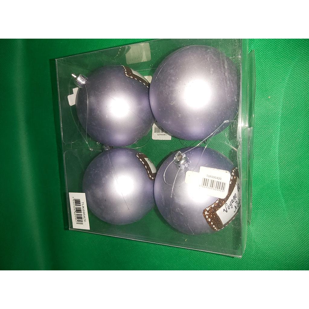 Voyage De Noel Blue Christmas Tree Balls Set Of 4