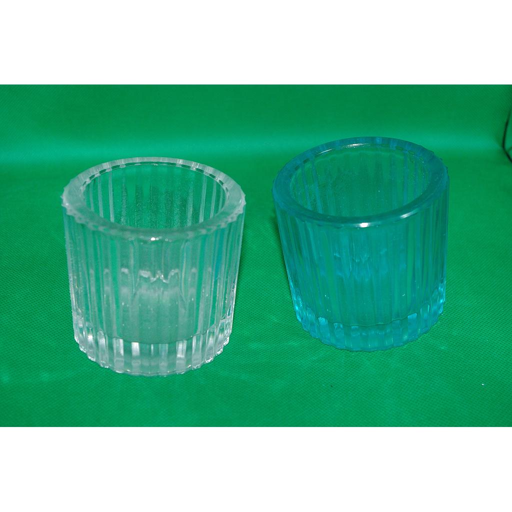 Blue And Clear Candle Holders Set Of 2