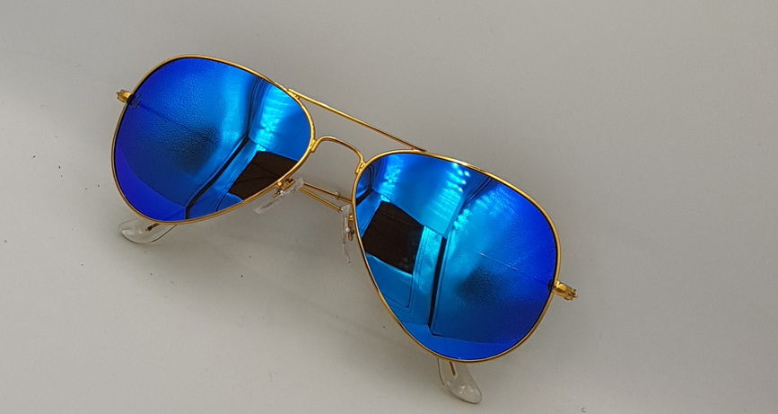 Lux Lenses UK SunGlasses Model GM110058 Blue Gold Aviator Metal
