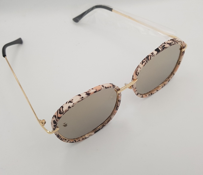 Lux Lenses UK SunGlasses Model GM110187 MarbleMIR Round Plastic Metal