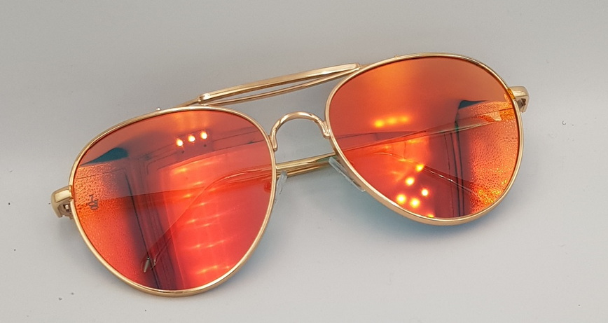 Lux Lenses UK SunGlasses Model GM110351 Red Gold Aviator Metal