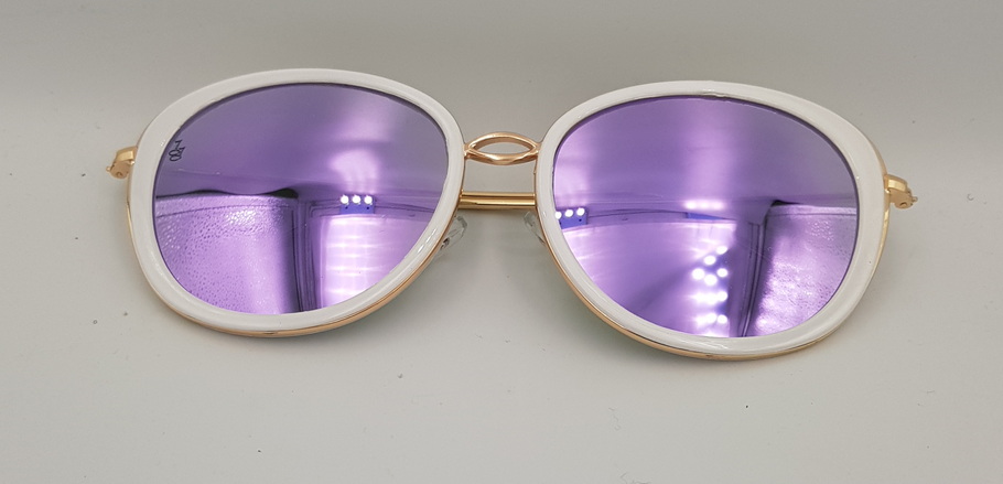 Lux Lenses UK SunGlasses Model GM110551 Purple White Round Plastic Metal