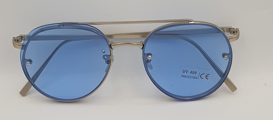 Lux Lenses UK SunGlasses Model 364634 Blue Round Metal