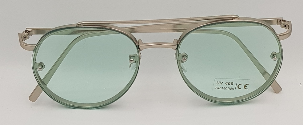 Lux Lenses UK SunGlasses Model 34639 Green Round Metal