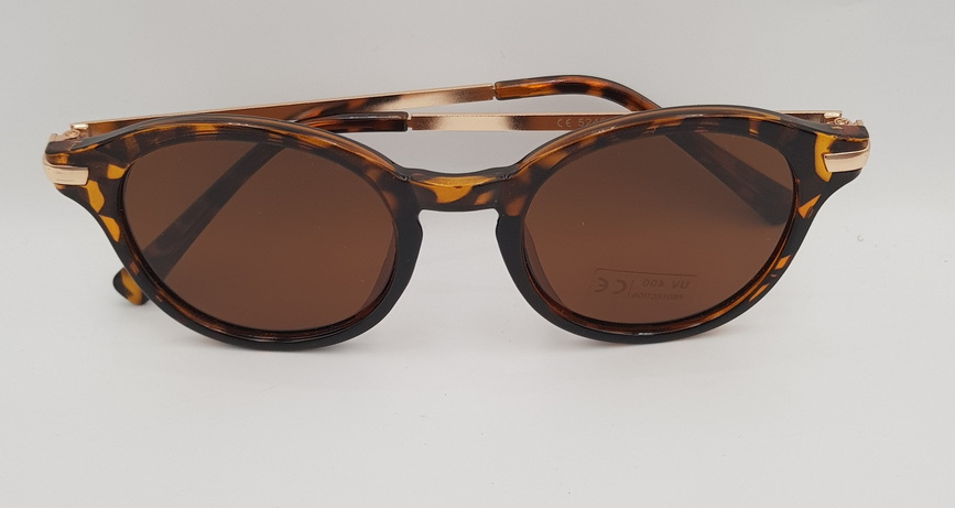 Lux Lenses UK SunGlasses Model 52457 Brown Gold Round Plastic