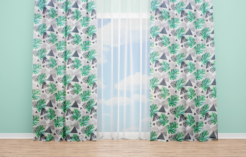 OYO Home SL FPR 64A New 240cm Cheese Plant Leaf Curtains 280cm