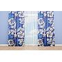 OYO Home SL FPR 58A New 240cm Flowers & Leaves with Blue Back Ground Curtains 280cm
