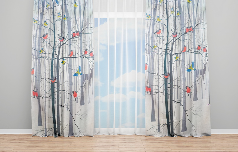 OYO Home SL FPR 35A New 240cm Forest with Birds and Deer Curtains 280cm