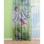 OYO Home SL FPR 36AS New 240cm Pink Birds and Roses Green Curtains 140cm