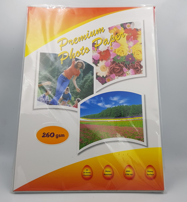 Unb New Premium Photo Paper 260GSM A4 20 Sheets Water Resistant Glossy Surface