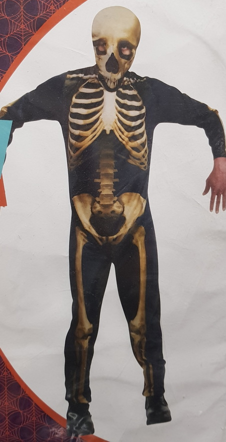 Carnival Costume Skeleton Jumpsuit Hood LXL