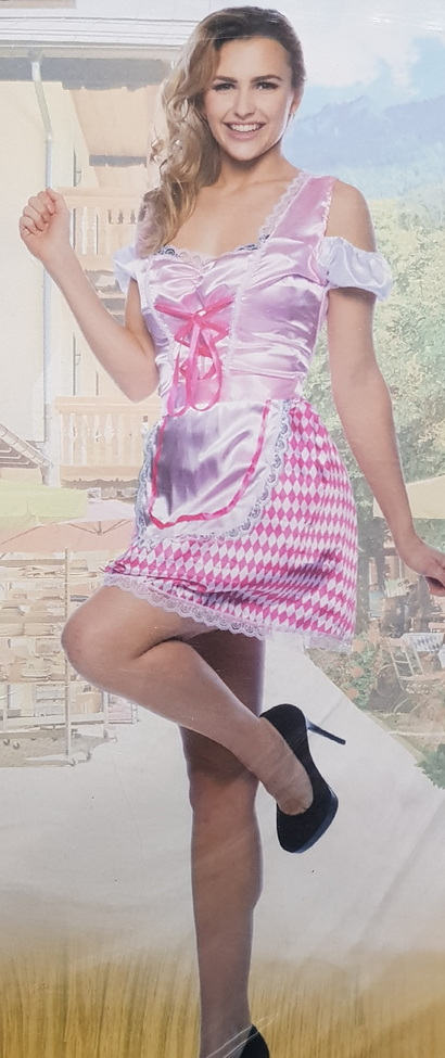 Carnival Costume Oktoberfest Tyrolean Dress Pink LXL