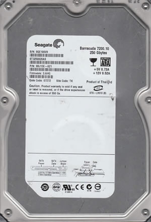 Seagate 200GB HDD 3.5 SATA ST3250820AS Used