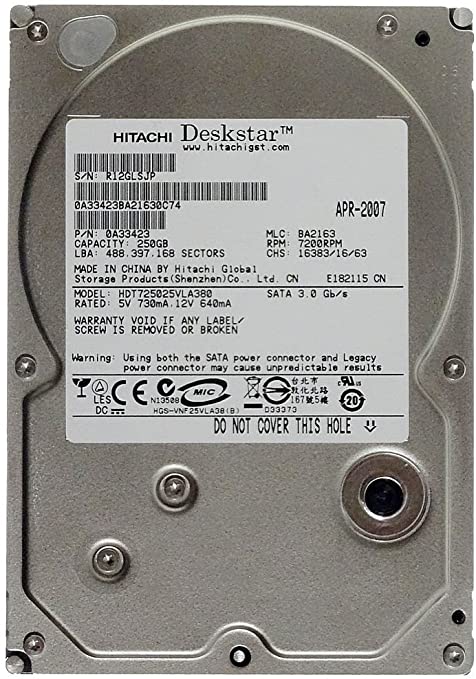 Hitachi HDT721032SLA380 Hard Disk SATA 320GB HDD 3.5 Used
