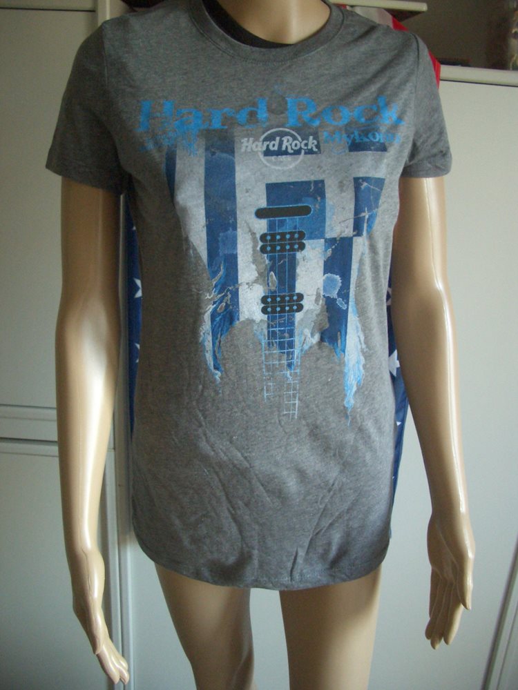 Hard Rock Female T Shirt Flag Tee Silverado Grey Mykonos Small